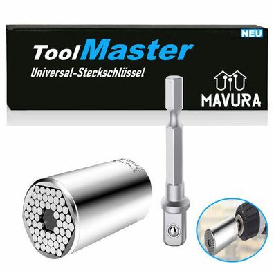 ToolMaster Universal Multifunktions Nuss Multi Tool Steckschlüssel 7-19mm & Adpt
