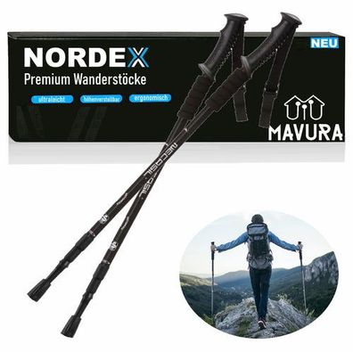 NORDEX Wanderstöcke Trekkingstöcke Teleskop Nordic Walking ultraleicht Aluminium