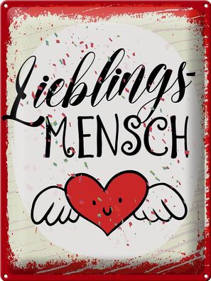 Blechschild Spruch Lieblingsmensch Herz Engel 30x40 cm Deko Schild tin sign