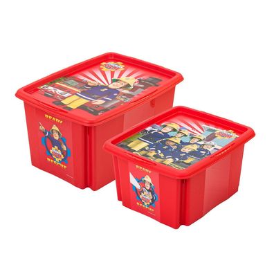 2er Set Aufbewahrungsbox Spielzeugbox Spielzeugkiste Fashion Box Fireman Sam