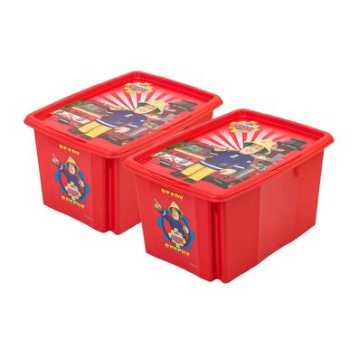 2x Aufbewahrungsbox Spielzeugbox Spielzeugkiste Fashion Box 45L Fireman Sam
