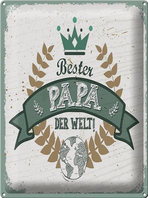 Blechschild Spruch Bester Papa der Welt 40x30 cm Geschenk Deko Schild tin sign
