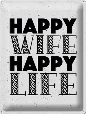 Blechschild Spruch Frau Happy wife happy Life 30x40cm Geschenk Schild tin sign