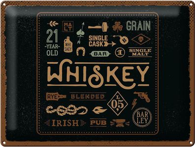 Blechschild Spruch Whiskey Alkohol blended irish pub 40x30 cm Schild tin sign