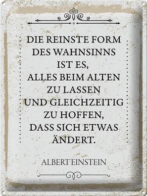 Blechschild Spruch Einstein reinste Form Wahnsinns 30x40 cm Schild tin sign