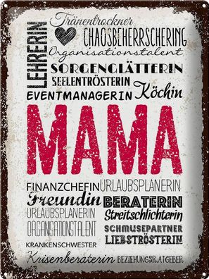 Blechschild Spruch Mama Lehrerin Freundin Köchin 30x40 cm Schild tin sign