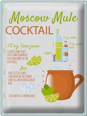 Blechschild Rezept Moscow Mule Cocktail Recipe 30x40 cm Deko Schild tin sign