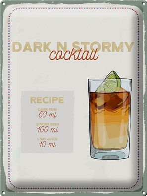 Blechschild Rezept Dark n Stormy Cocktail Recipe 30x40cm Deko Schild tin sign