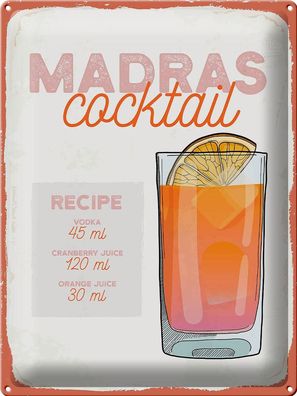 Blechschild Rezept Madras Cocktail Recipe Vodka 30x40 cm Deko Schild tin sign