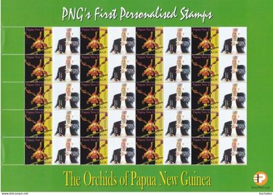 Papua New Guinea: 2007. kompletter Bogen Orchids 3,35k First personalised Stamps (67)