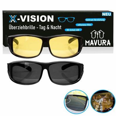 X-VISION Sonnenbrille Nachtsichtbrille Überziehbrille Überbrille Polarisiert 2er