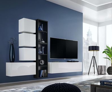 Luxus Wohnwand Komplett Designer Wandregal Wohnzimmer TV Lowboard