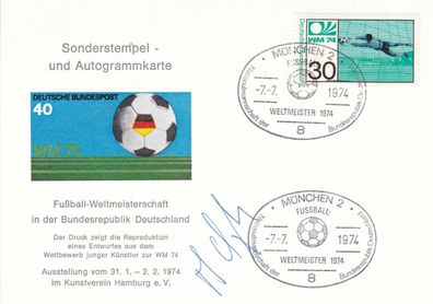 Berti Vogts Autogrammkarte und Sonderstempel (ebo115)