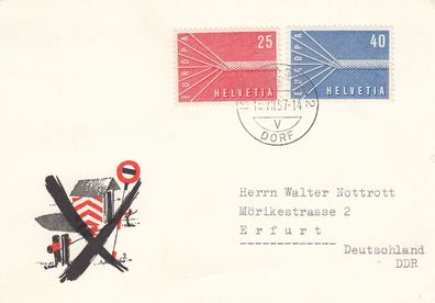 Schweiz FDC 1957, Mi-Nr. 646/647 Mi-Euro 90, - gelaufen
