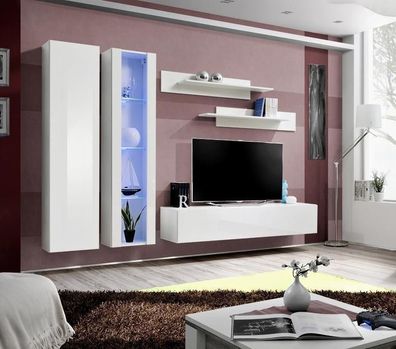 Modern Wohnwand Weiß Designer Wohnzimmer Möbel Holz Wandschrank