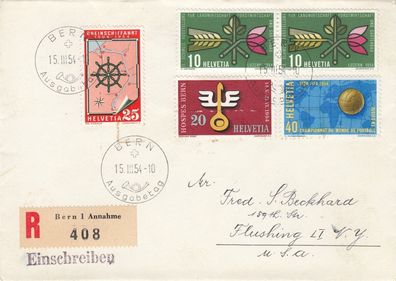 Schweiz FDC 1954, Mi-Nr. 593-596 Mi-Euro 75, - gelaufen als Einschreiben