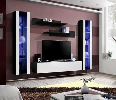 Designer Wohnwand TV-Ständer Holz Wand Regale Wohnzimmermöbel Stil Modern