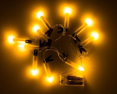 Weihnachtsbaum LED Kerzen Lichterkette 10 Flammig warmweiß Batterie mit Timer