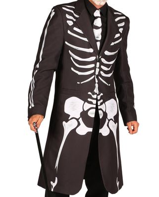 schwarzer Frack mit Skelett Knochen Mex. Totensonntag Tod Gehrock Halloween