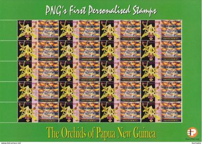 Papua New Guinea: 2007. kompletter Bogen Orchids 85t First personalised Stamps (56)