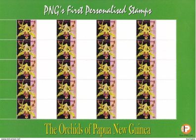 Papua New Guinea: 2007. kompletter Bogen Orchids 85t First personalised Stamps (55)