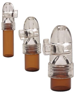 Schnupfdosierer Dosierer aus Glas mit Kunststoffkopf Portionierer Snuff Bottle