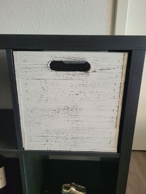 Holzbox Vintage Weiss Regalkiste passend für Ikea Kallax und Expeditregal Weinkist...