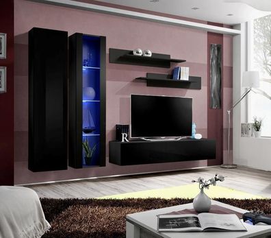 Wohnzimmermöbel Set 5tlg. Wohnwand Design Moderne Möbel TV Ständer Wand Regale