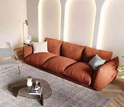 Sofa 3 Sitzer Textil Holz Modern Braun Sofa Polster Couch Luxus Neu Sofa