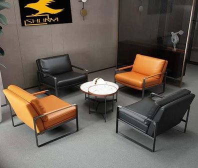 stilvoll 4x Sessel Polster Sitzer Modern Design Leder Sessel Lounge Luxus