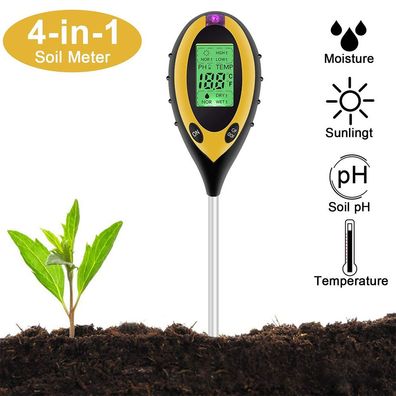 4 in 1 Pflanzentester PH-Meter, Sonnenlicht, Temperatur, Feuchtigkeitsmessung