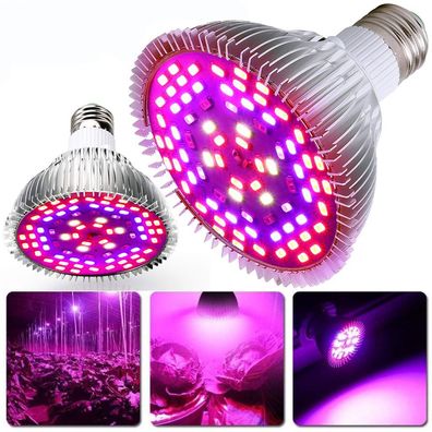 30W E27 40 LED Pflanzenlampe Pflanzenlicht Zimmerpflanzen Wachstumslampe Full