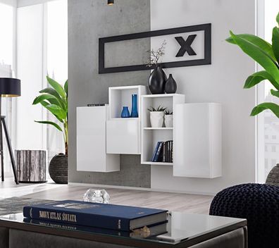 Wohnzimmer Weiß Komplett Wandschrank Luxus Regal Designer Einrichtung