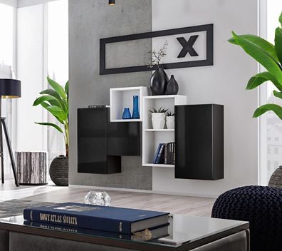 Schwarz Wandschrank Komplett Wohnzimmer Luxus Einrichtung Designer