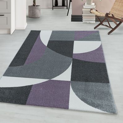 Kurzflor modern Teppich Wohnzimmerteppich Zipcode Muster Rechteckig Violett