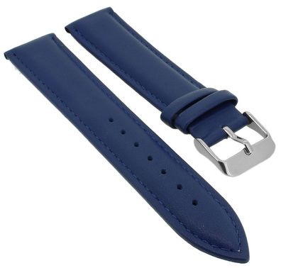 Minott | Uhrenarmband weiches glattes Leder blau | Band mit Naht