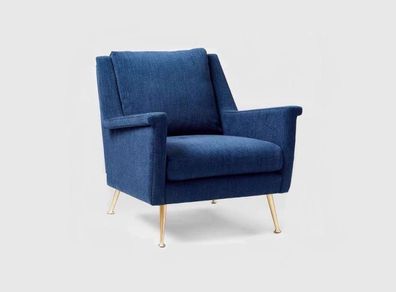 Design Luxus Blau Chair Sessel Sofa 1 Sitzer Fernseh Sofa Stoff Textil