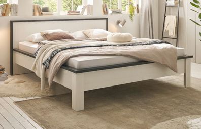 Bett weiß Landhaus Doppelbett mit Kopfteil Liegefläche 180 x 200 cm Bettgestell Stove