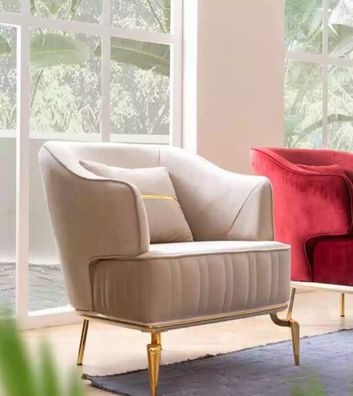 Wohnzimmer Sessel Möbel Drehsessel 1 Sitzer Moderne rot Design Textil