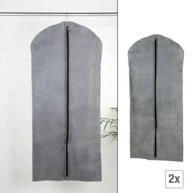 2er Set Kleidersack Kleidersäcke Kleiderschutzhüllen Grau mit Reißverschluss