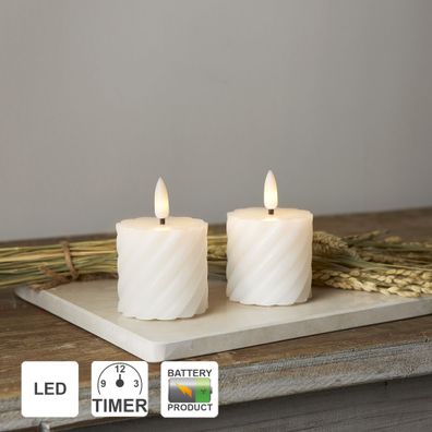 Star Trading LED Kerzen mit Timerfunktion | Stumpenkerzen weiß | LED Kerze mit T