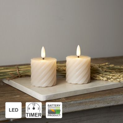 Star Trading LED Kerzen mit Timerfunktion | Stumpenkerzen Beige | LED Kerze mit