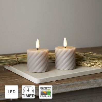 Star Trading LED Kerzen mit Timerfunktion | Stumpenkerzen Grau | LED Kerze mit T