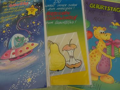 3 witzige Grußkarten zum Geburtstag Humor Sterne vom Himmel Freunde zum Anbeißen...