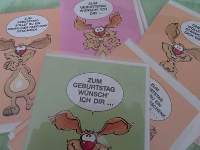 Grußkarten zum Geburtstag Humor "Comic Karrikatur" Martin Knauerhase West Germany