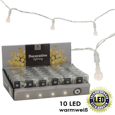 10 LED Lichterkette Weihnachten Beleuchtung Kette mit Perlen Warmweiß