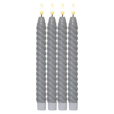 Star Trading LED Kerzen mit Timerfunktion | LED Stabkerzen grau | LED Kerzen fla