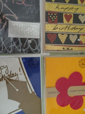 4 hochwertige moderne Grußkarten Geburtstag Happy Birthday räder Verlag