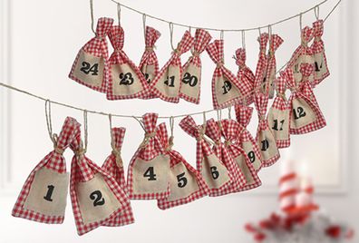 Adventskalender Weihnachten Kalender Advent rot/ weiß karierten