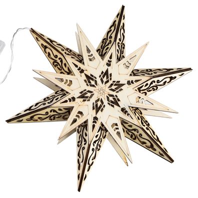 Beleuchteter Weihnachtsdeko Stern aus Holz Weihnachtsbeleuchtung